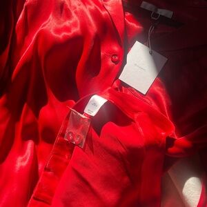 L'Academie Red Satin Blouse